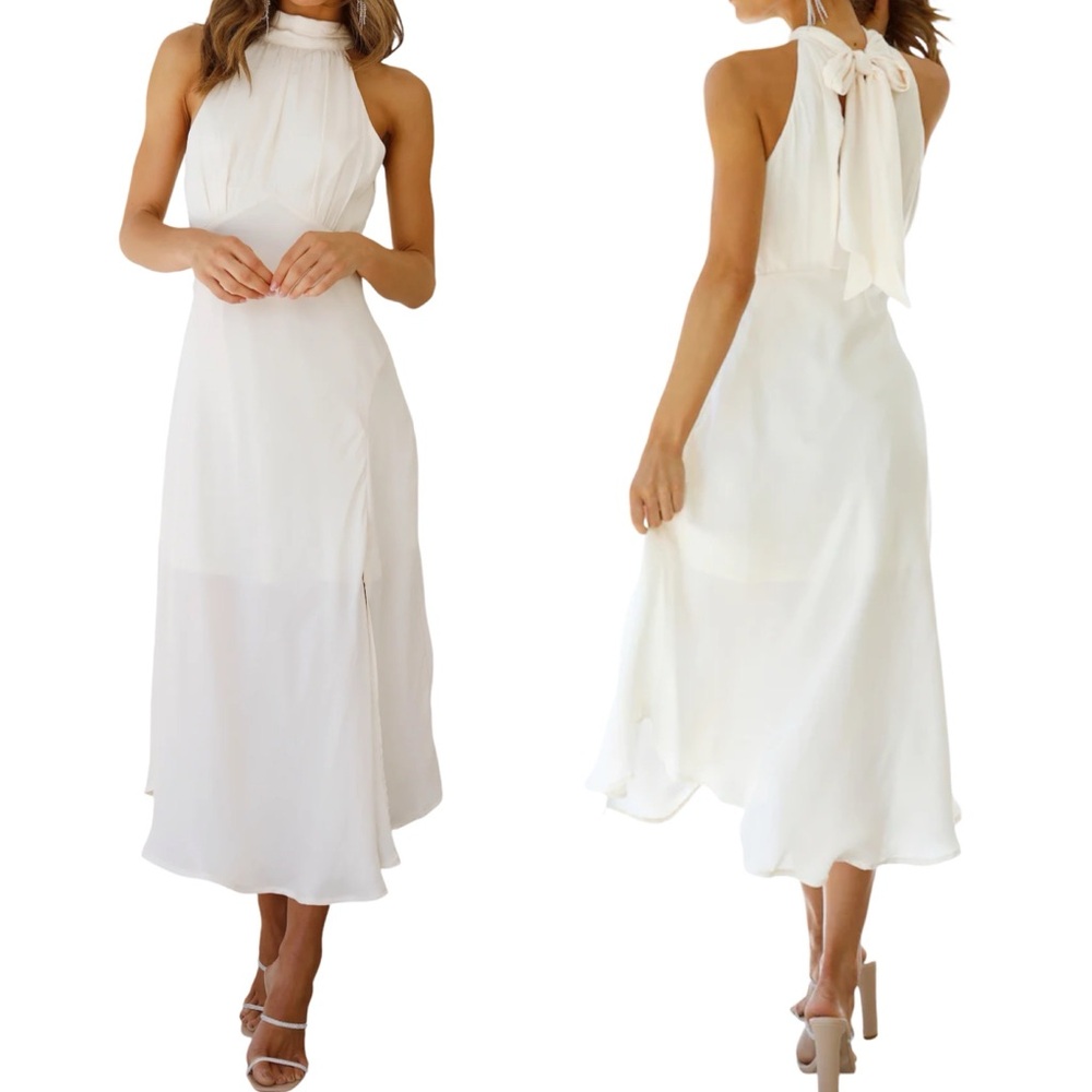 Hello Molly Elegant White Halter Dress